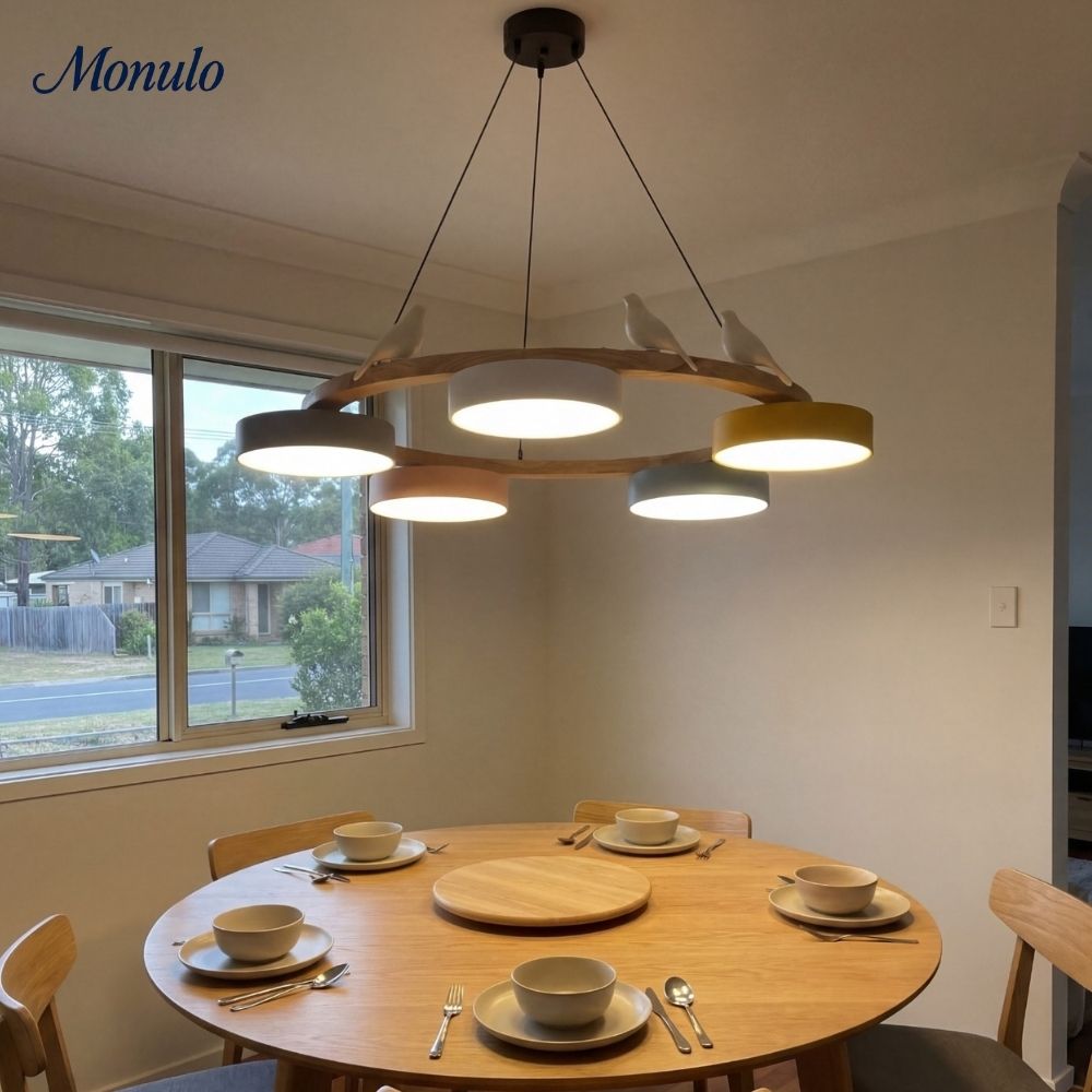 Modern Creative Colourful Circle Bird Chandelier