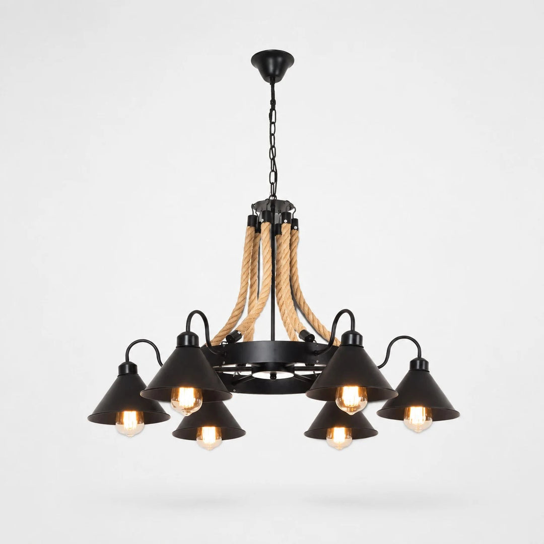 Rustic farmhouse rope chandelier