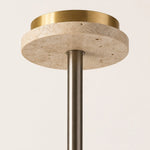 Load image into Gallery viewer, Close view of the travertine ceiling canopy and metal suspension rod