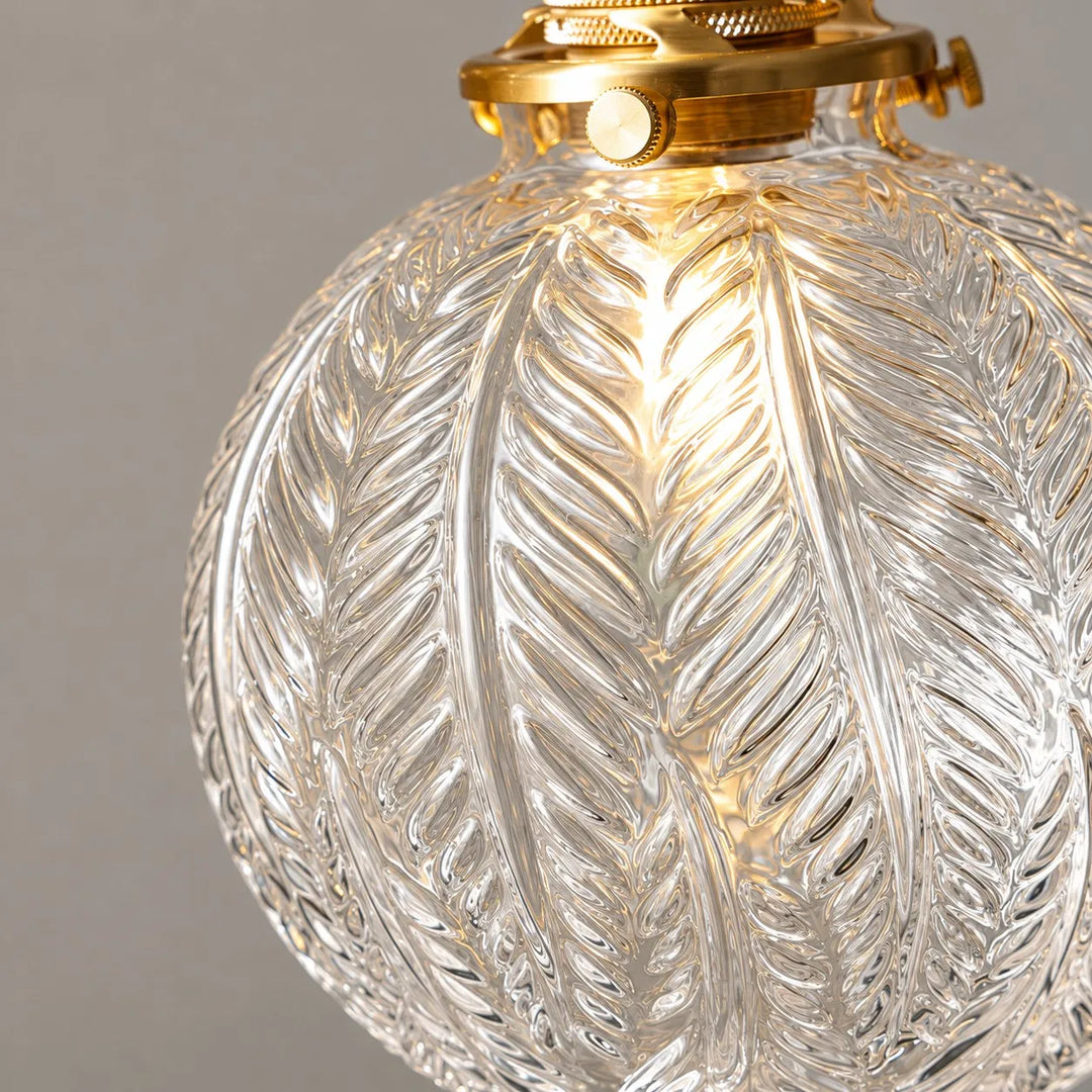 Vintage Leaf-Pattern Glass Ball Pendant Lamp