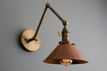 Charger l&#39;image dans la visionneuse de galerie, Conique Metal Industrial Wall Sconce with Adjustable Arm - Vintage Copper Cone Shade for Task Lighting
