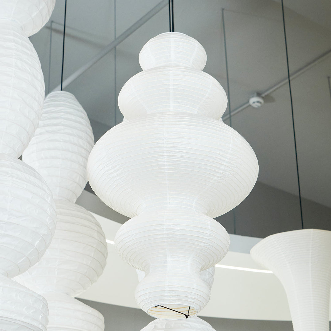 Stacked Ribbed Paper Swag Pendant Light