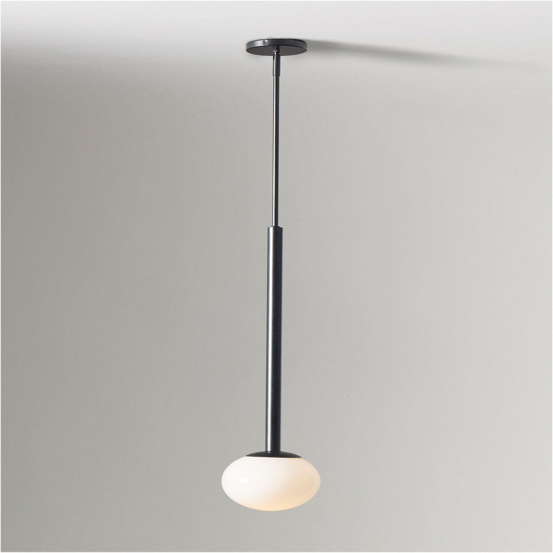 Rolvona Oval Glass Pendant Light - Modern White Glass Shade for Dining