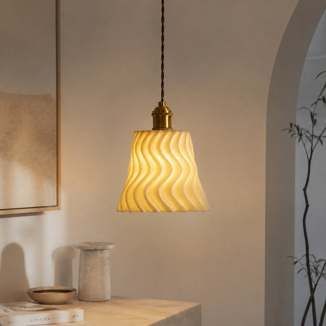 Handcrafted Ceramic Pendant Lamp with Brass Fitting