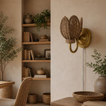 Load image into Gallery viewer, Retro Rattan Petal Wall Lamp