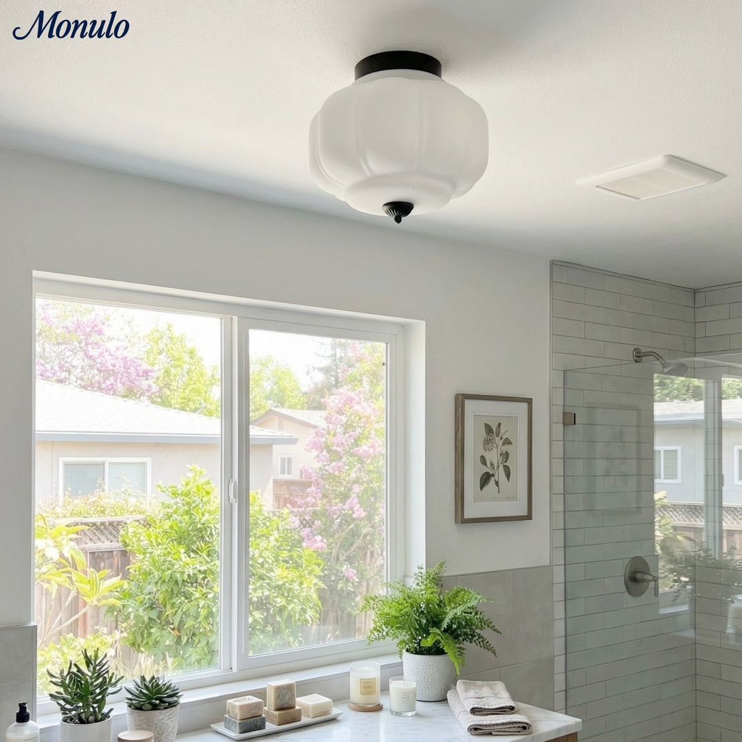 Plafonnier encastré Eloise en verre laiteux – Éclairage d'accentuation moderne avec abat-jour en verre artistique 