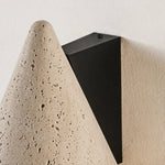 Load image into Gallery viewer, Black wall plate and travertine cone side detail