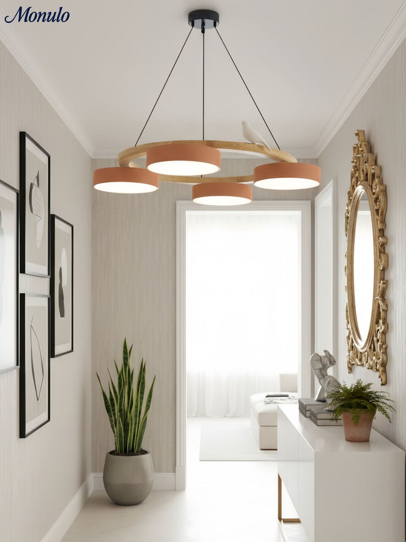 Modern Creative Colourful Circle Bird Chandelier