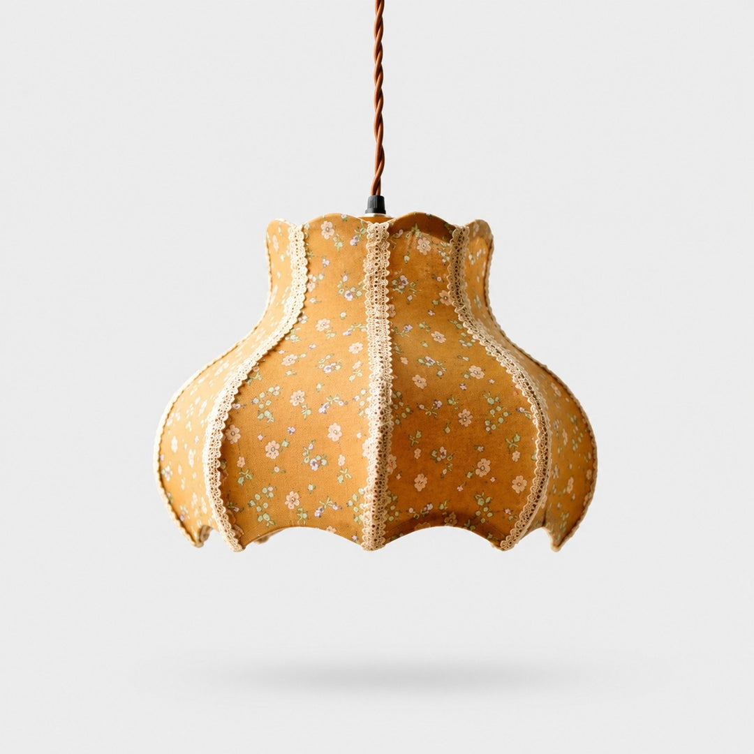 Autumn floral sculptural fabric pendant light
