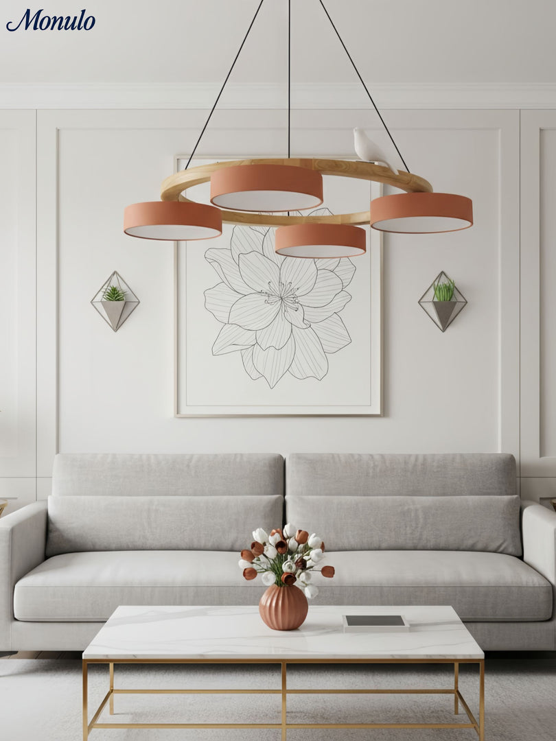 Modern Creative Colourful Circle Bird Chandelier