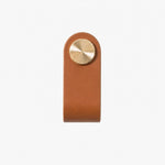 Load image into Gallery viewer, Cowhide leather and brass cabinet pull handle color and size option