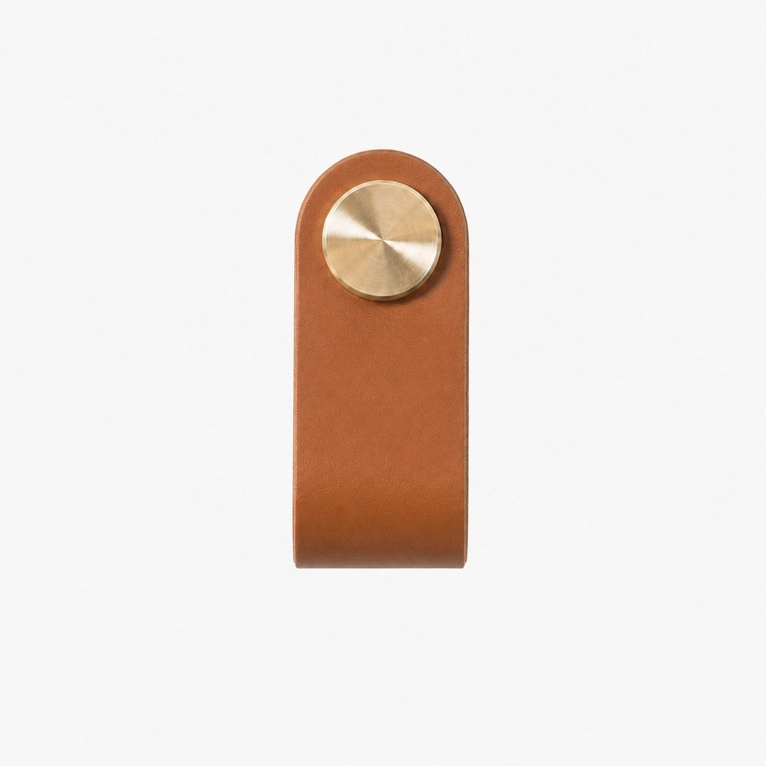 Cowhide leather and brass cabinet pull handle color and size option