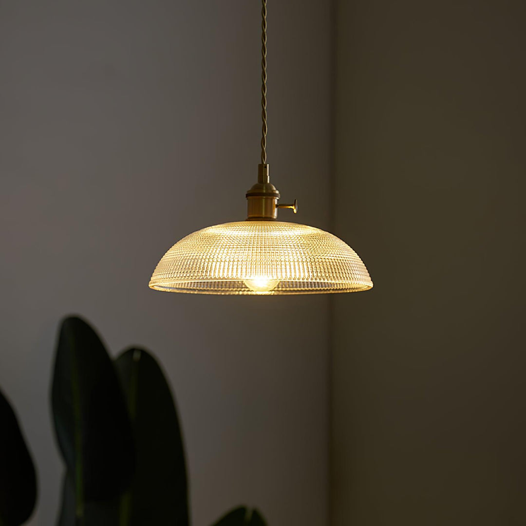 Polished Brass Domed Glass Plug-In Pendant