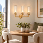 Cargar imagen en el visor de la Galería, Compact Armed Sconce with Fluted Cylinders