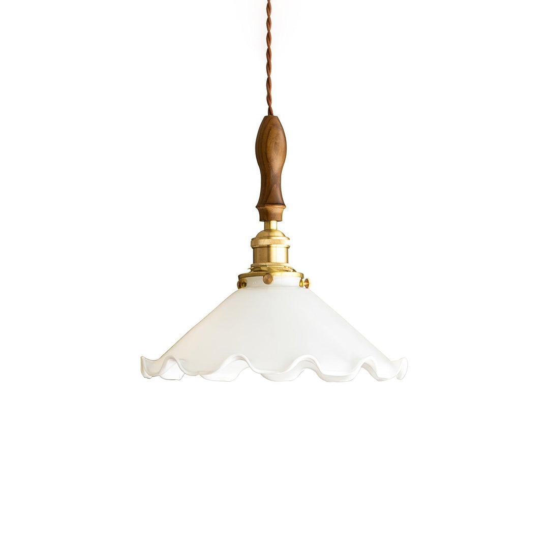 White Sculptural Glass Plug-In Pendant