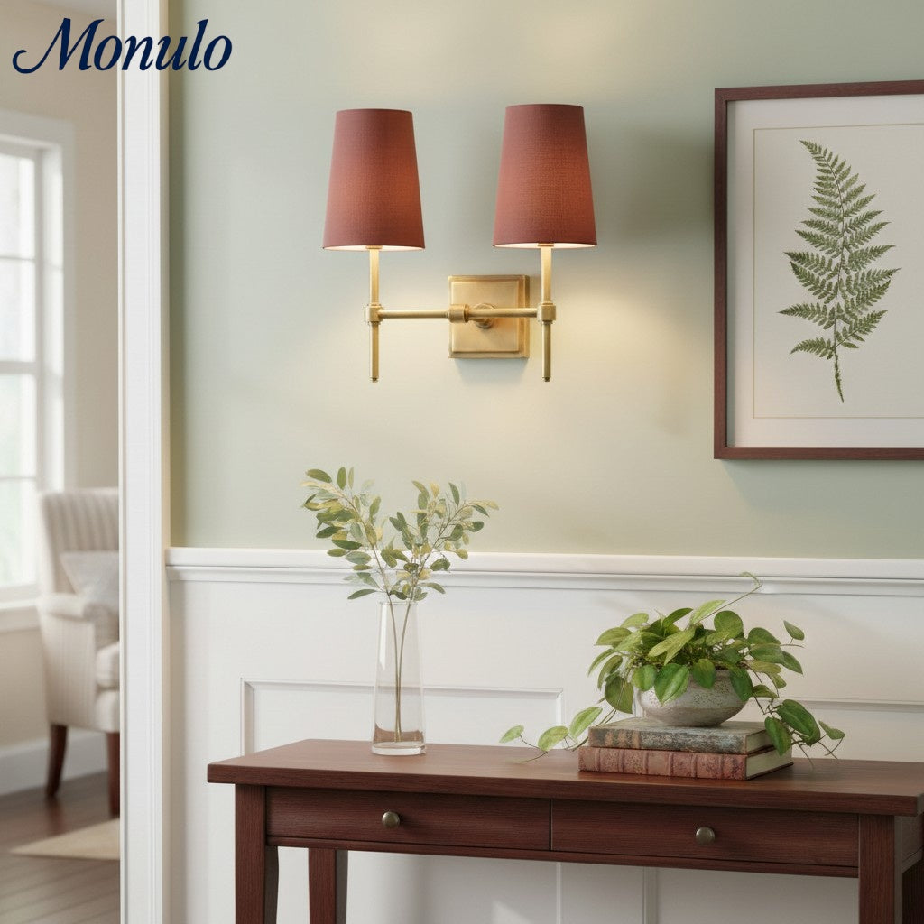 Rowan Elegant White-Linen Shade Wall Lamp – Retro Metal Wall Light for Bedroom & Hallway