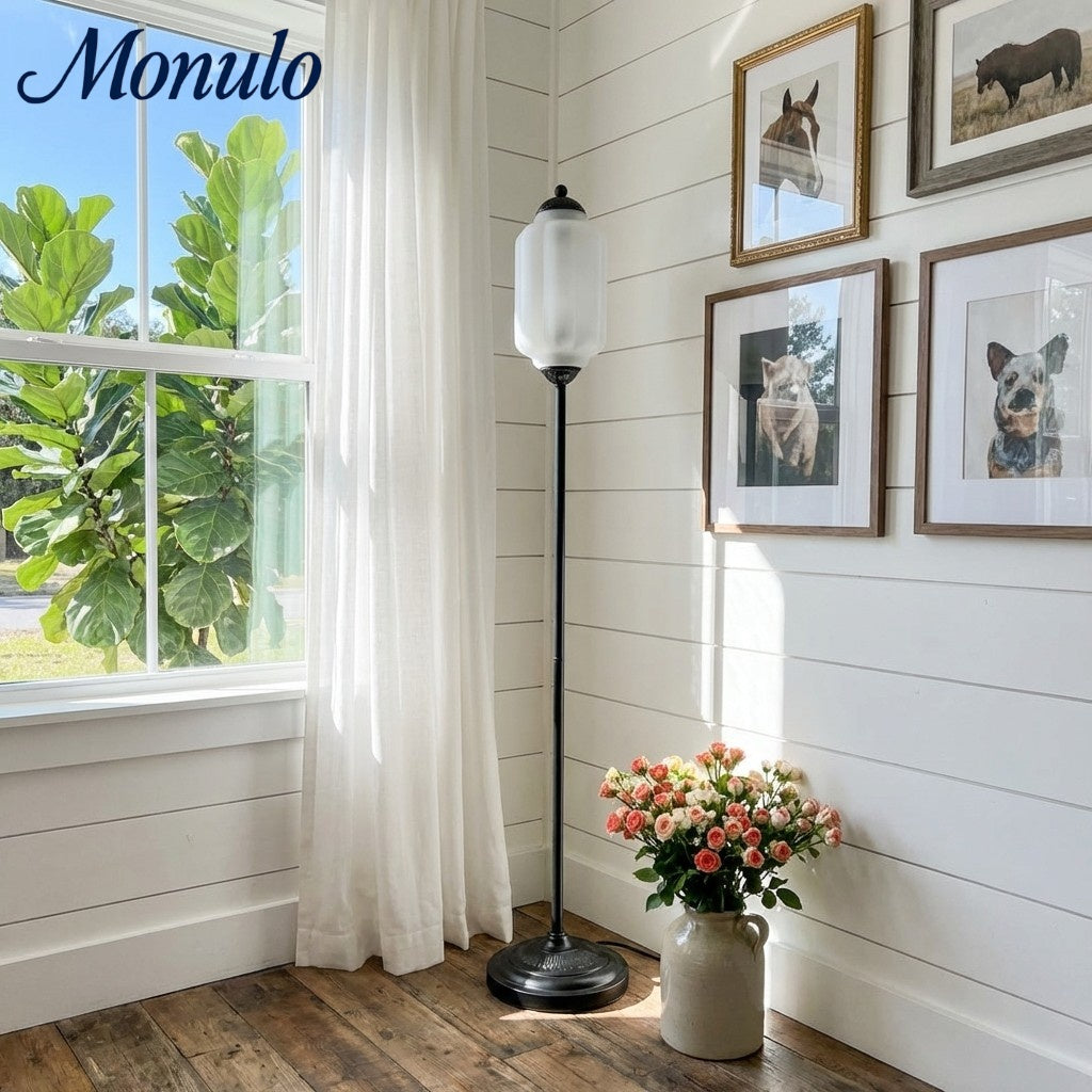 Eloise Decorative Glass Pumpkin Floor Lamp - Retro Organic Style for Living Rooms