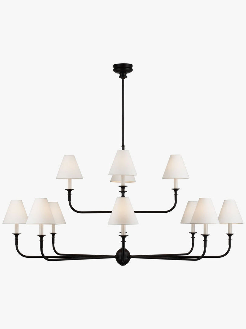 Sleek Chandelier Featuring Layered Linear Silhouette