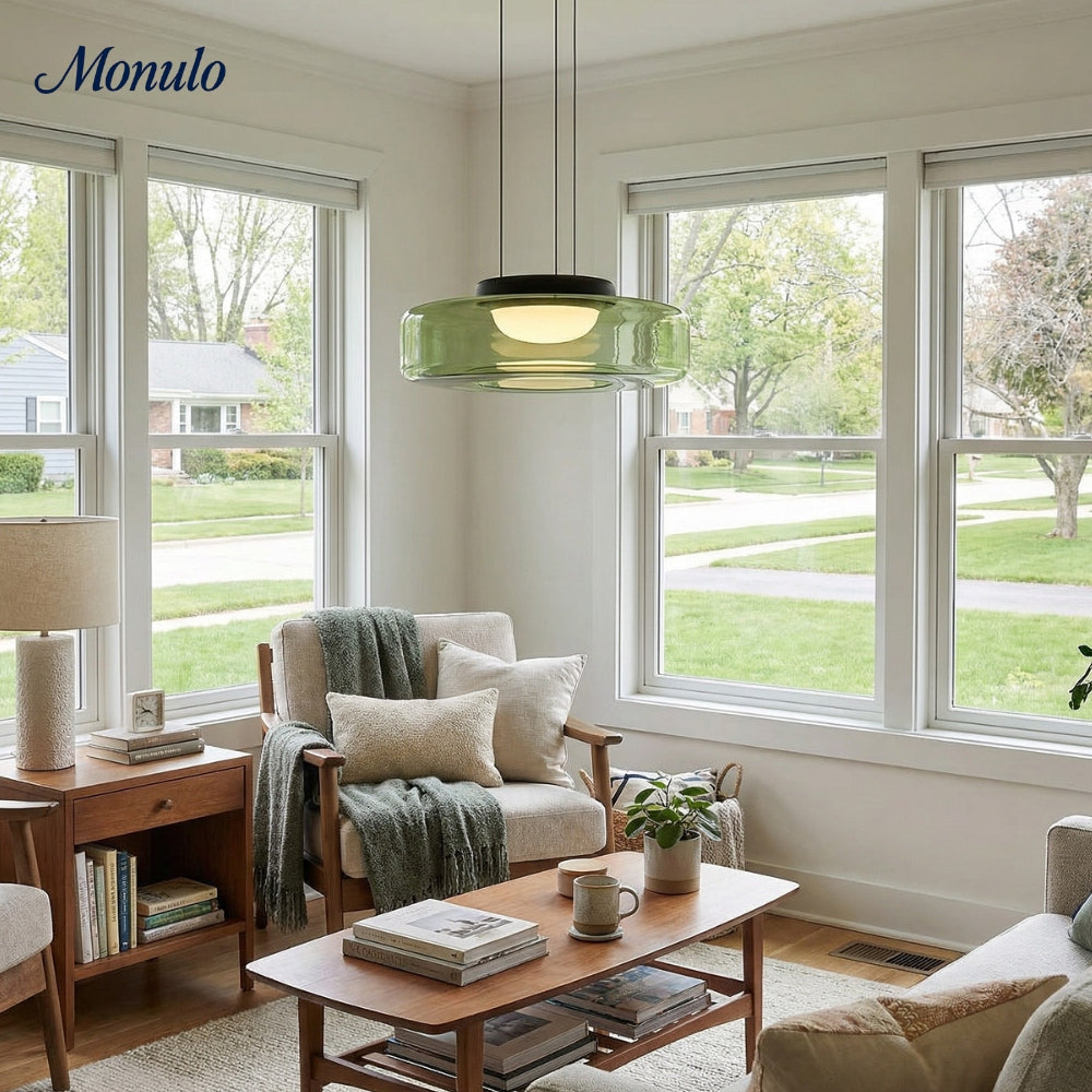 Lámpara colgante de vidrio con forma de disco apilado Verdoma Iluminación nórdica contemporánea para cocinas