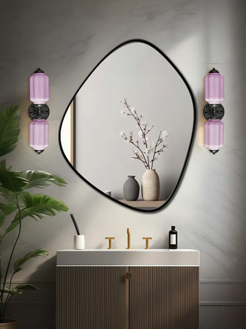 Aplique de pared horizontal Eloise de cristal vintage americano con forma de farol