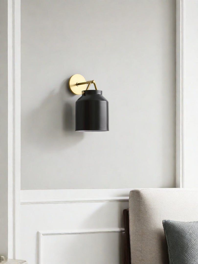 Stairway Wall Sconce – Minimalist Wall Lamp In Vintage Gold And Black Metal