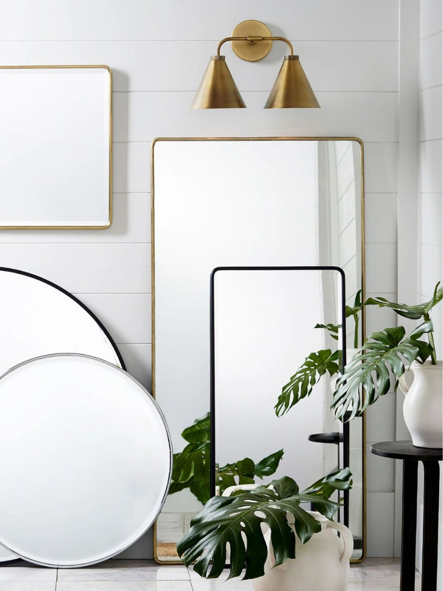 Korvi Tapered Sconce Cone Wall Light – Black or Brass Conical Retro Design