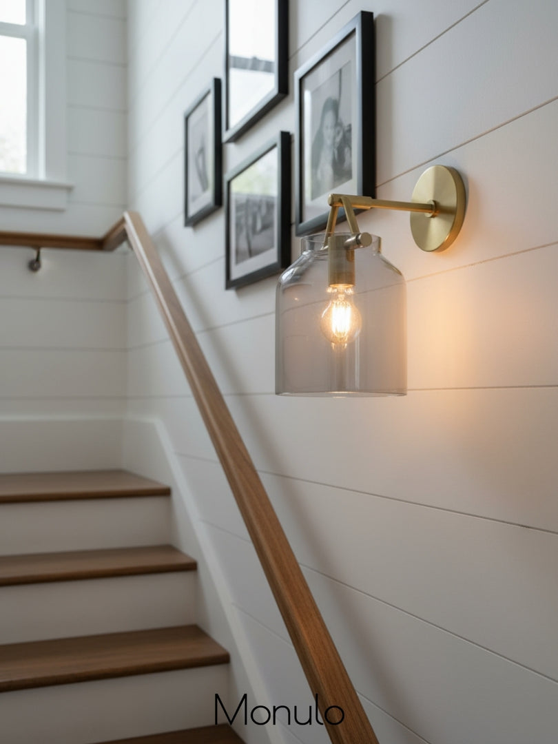 Hanton Minimal Cylinder Henry Wall Sconce - Morandi Glass and Metal Accent
