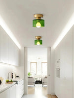 Load image into Gallery viewer, Nordic Morandi Cylinder Glass Ceiling Light – Colorful Fixture For Hallways
