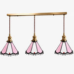 Bild in Gallery-Viewer laden, Pink three-light stained glass linear pendant