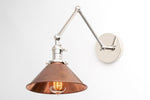 Charger l&#39;image dans la visionneuse de galerie, Conique Metal Industrial Wall Sconce with Adjustable Arm - Vintage Copper Cone Shade for Task Lighting
