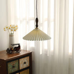 Load image into Gallery viewer, White Fabric Walnut Brass Plug-In Pendant