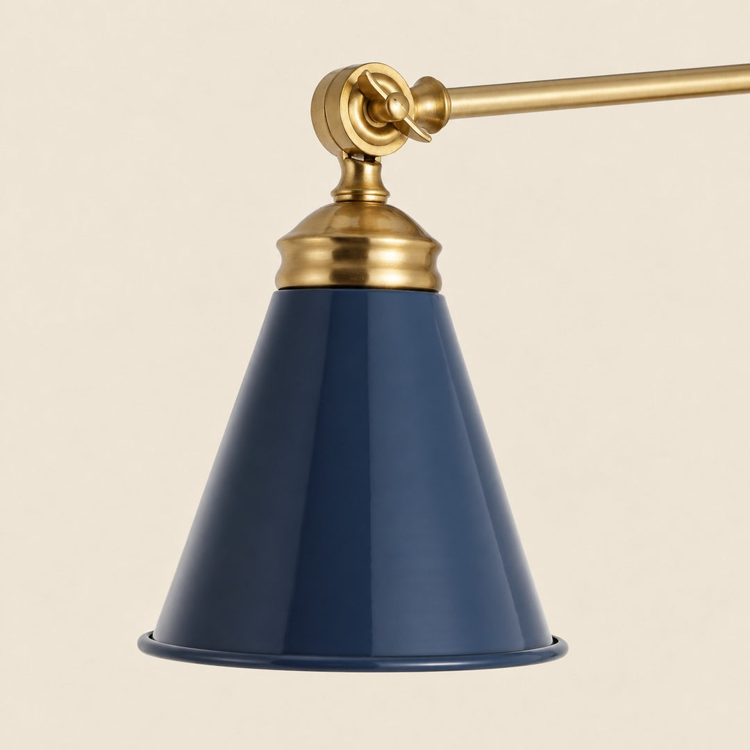 Close view of the blue iron cone shade