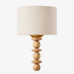 Cargar imagen en el visor de la Galería, Natural wood rounded wall lamp with warm fabric shade