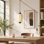 Bild in Gallery-Viewer laden, Fluted Glass Antique Brass Plug-In Pendant