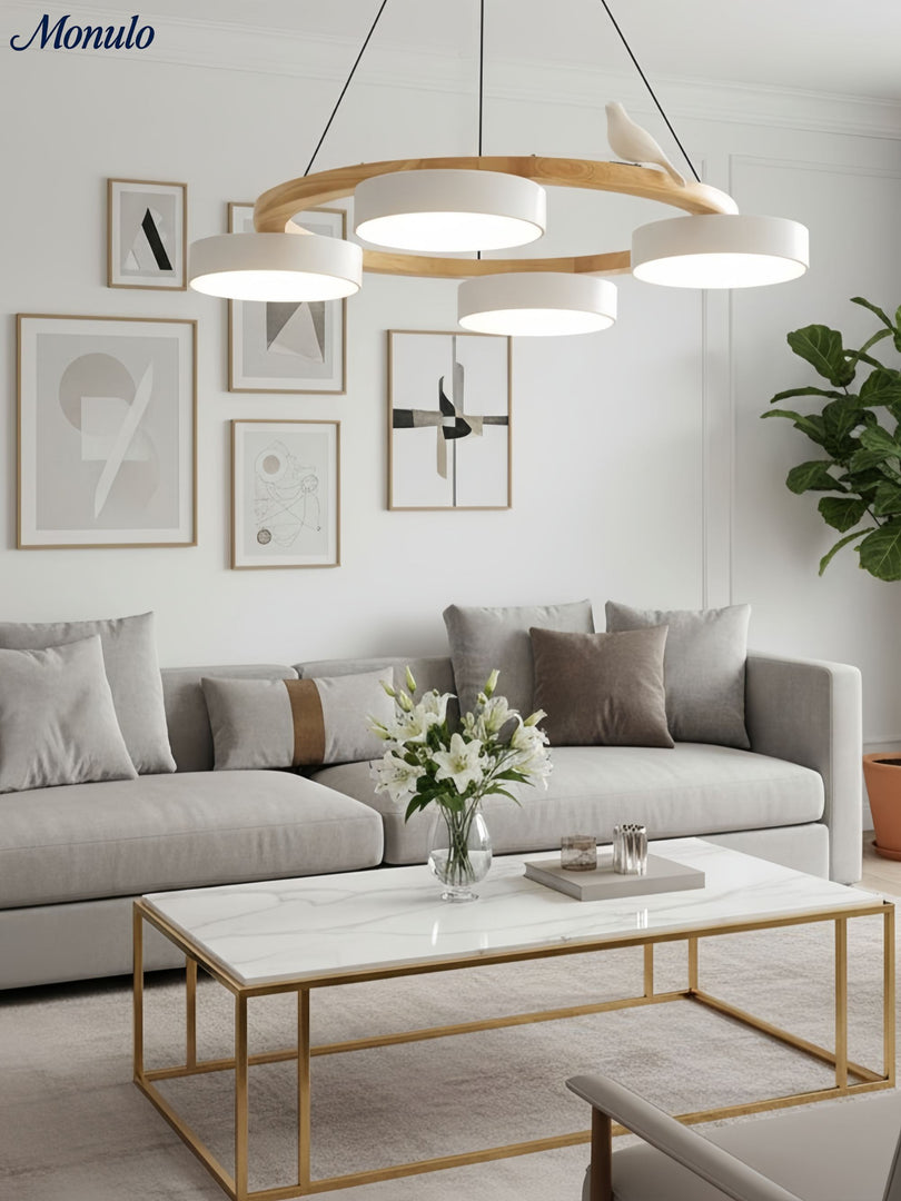 Modern Creative Colourful Circle Bird Chandelier