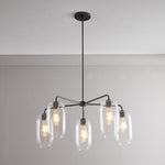 Load image into Gallery viewer, Lumivelle 5-Light Glass Chandelier – Modern Metal Round Lighting

