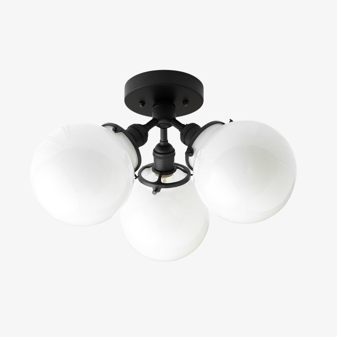 Glorica Glass Globe Light - Mid Century Semi Flush Ceiling Lamp