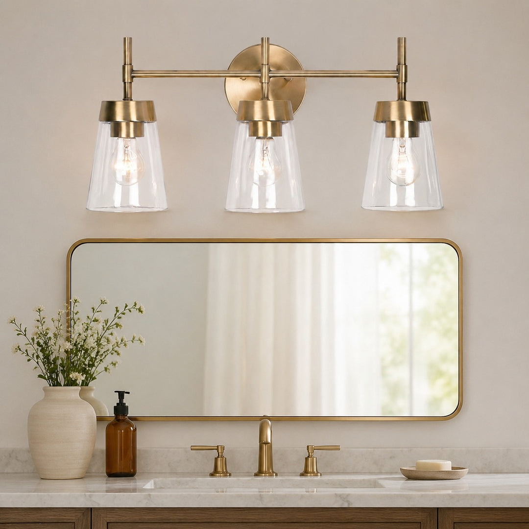 Brushed Brass 3-Light Bathroom Vanity Wall Light
