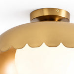 Cargar imagen en el visor de la Galería, Scalloped Metal Brass Trim Globe Shade Flush Mount