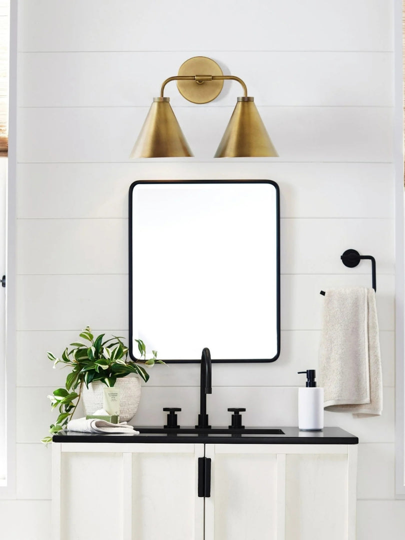 Korvi Tapered Sconce Cone Wall Light – Black or Brass Conical Retro Design
