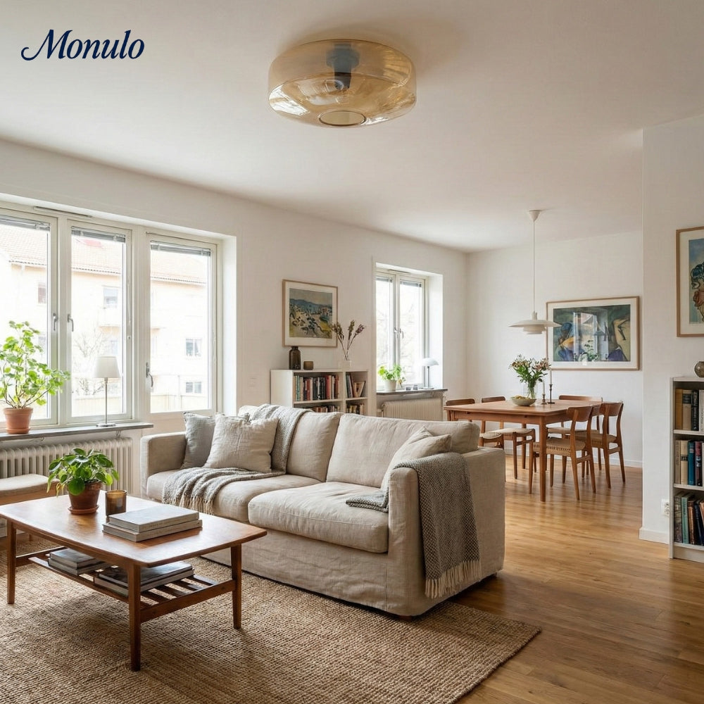 Lámpara de techo empotrada de vidrio ondulado multicolor vintage Verdoma - Lámpara de techo decorativa retro para cocina o pasillo