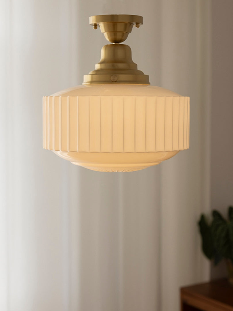 Opalglas Pendelleuchte – Vintage Milchglas Pendelleuchte im Art Deco Stil