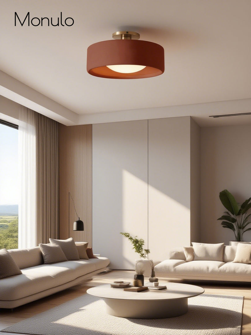 Lámpara de techo empotrada de porcelana: luminaria moderna de perfil bajo 
