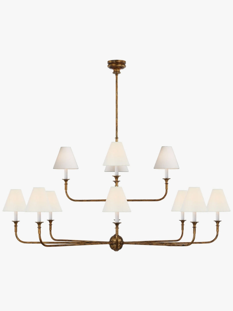Sleek Chandelier Featuring Layered Linear Silhouette