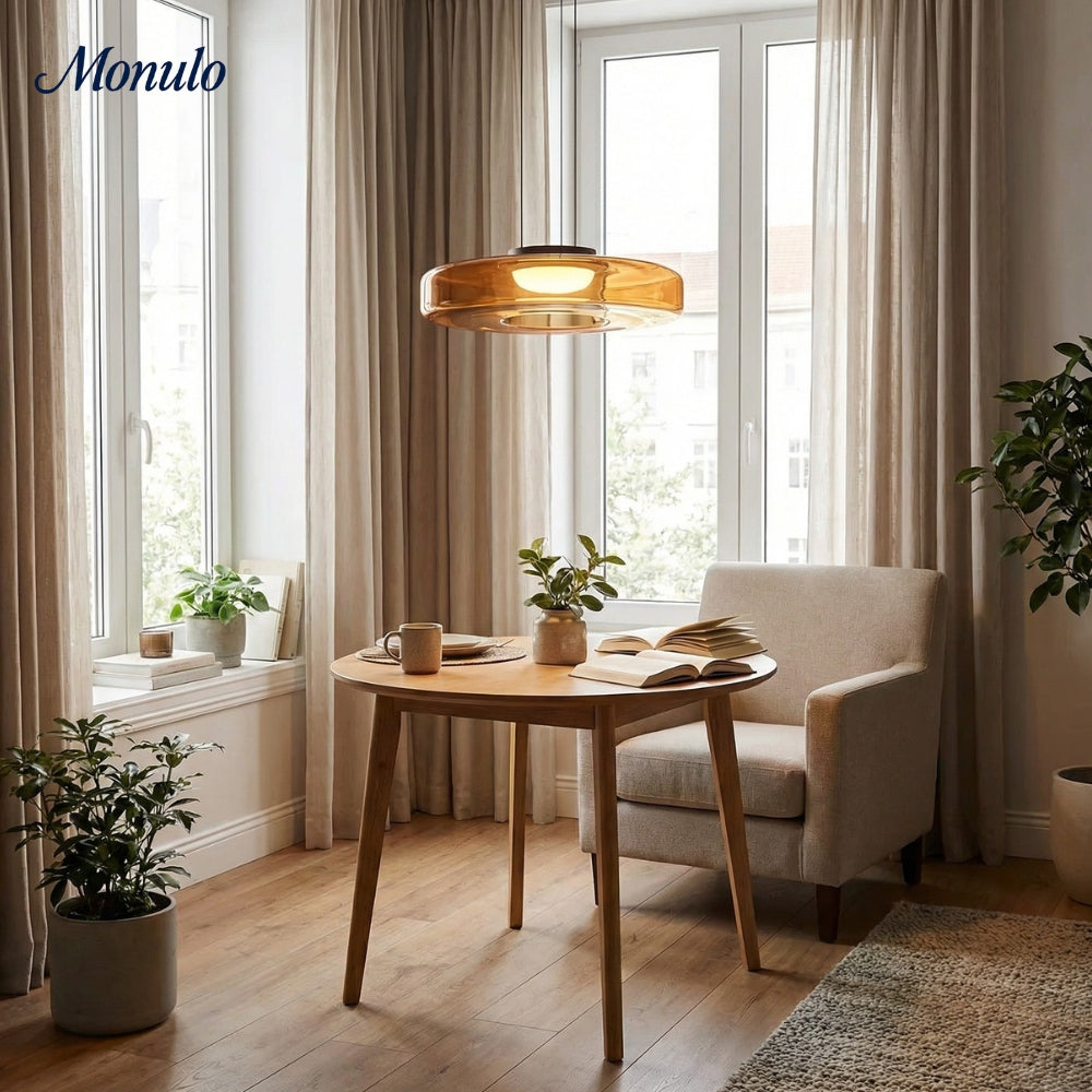 Lámpara colgante de vidrio con forma de disco apilado Verdoma Iluminación nórdica contemporánea para cocinas