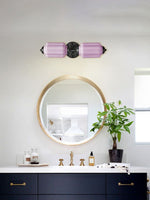 Cargar imagen en el visor de la Galería, Aplique de pared horizontal Eloise de cristal vintage americano con forma de farol
