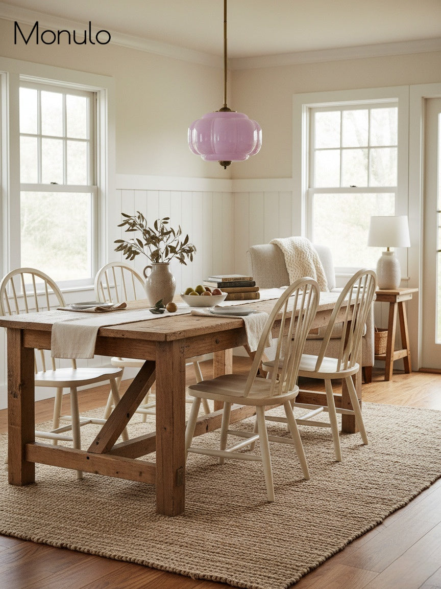 Vintage Milk Glass Semi Flush Mount Eloise Pendant Light