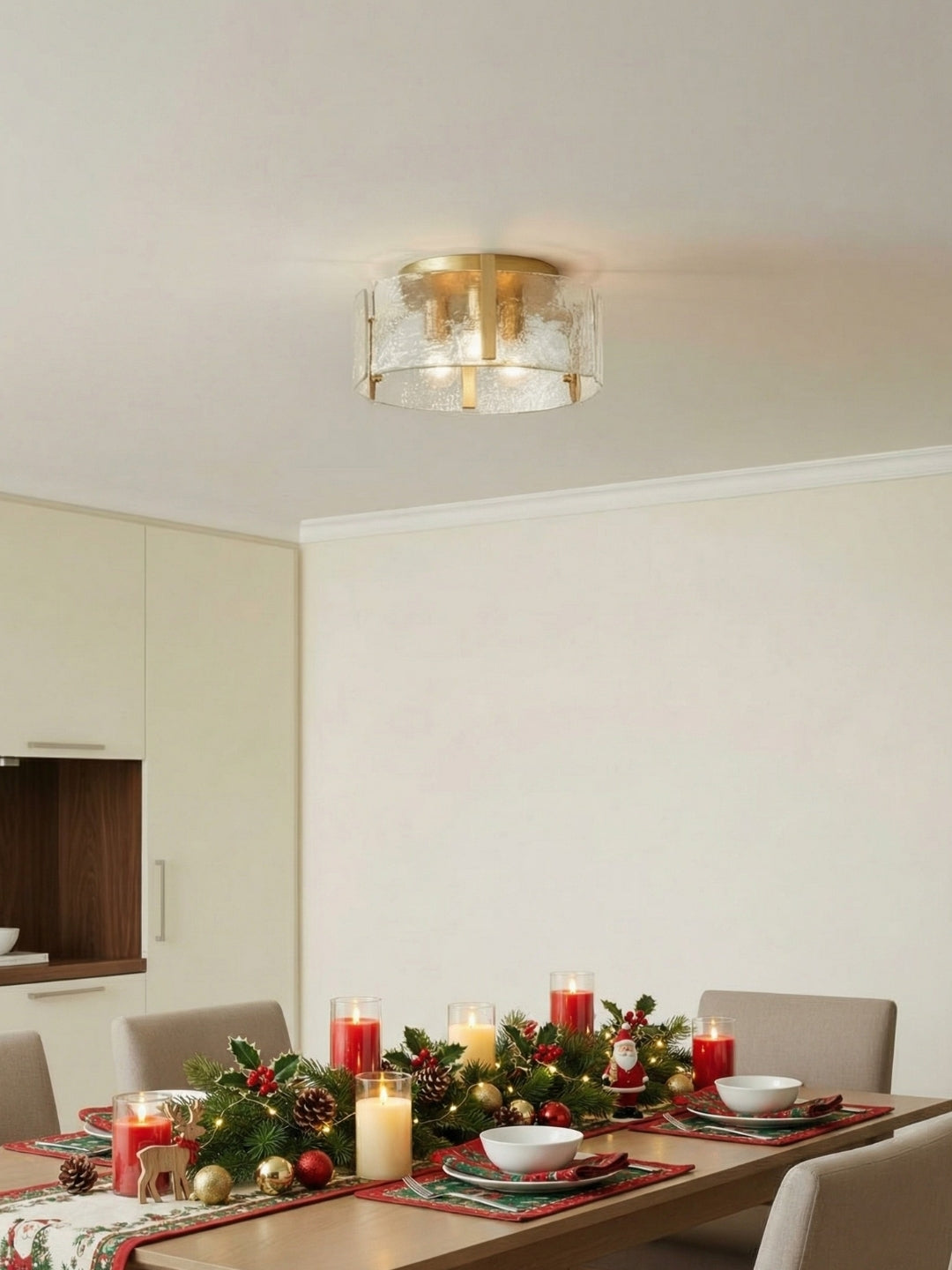 Lampe de plafond rétro moderne Kalvora avec abat-jour sculptural - Idéale pour une chambre ou un salon