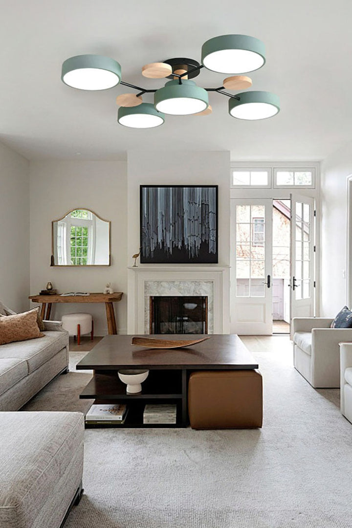 Multihead Disc Morandi Color Branch Ceiling Light