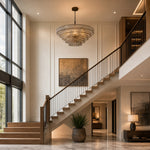 Cargar imagen en el visor de la Galería, French vintage ripple glass chandelier with smoked glass